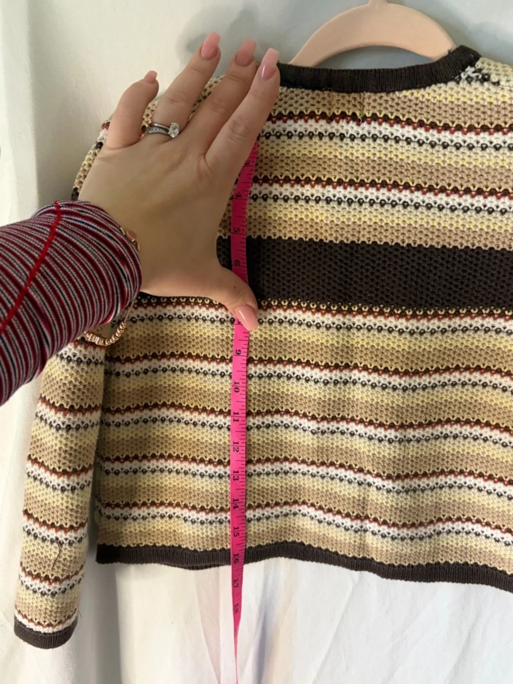 Vintage GAP Striped Knit Cropped Cardigan in Brown, Cream & Yellow